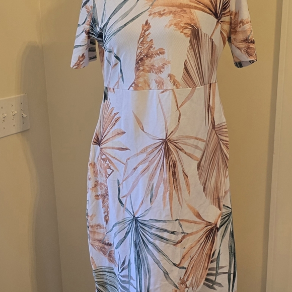 Dainty Jewells Sunset Scene Swimdress with Green and Tan Palm Print - Picture 2 of 9